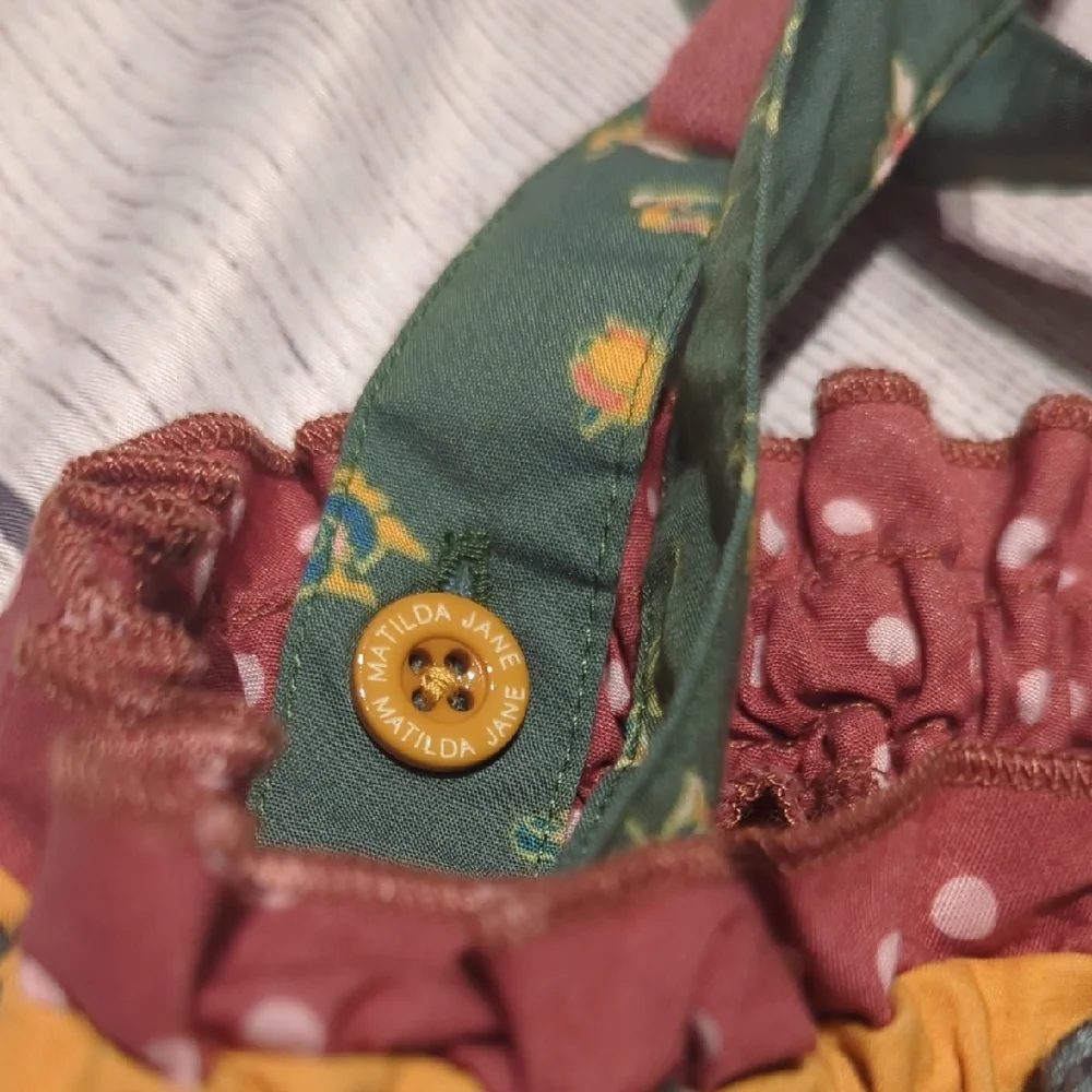 Matilda Jane Yellow Floral Diaper Cover with Pink Roses and Green Straps